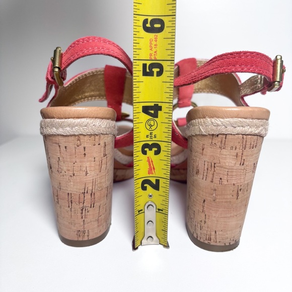 Coach Valeann Coral Suede Cork Platform Heeled Slingback Sandals Size 6.5B - Picture 6 of 10